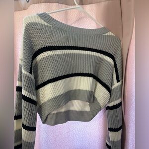 Striped Gray and Black Women's Sweater